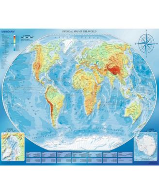Red 4000 Piece Puzzle - Large physical map of the world / Meridian