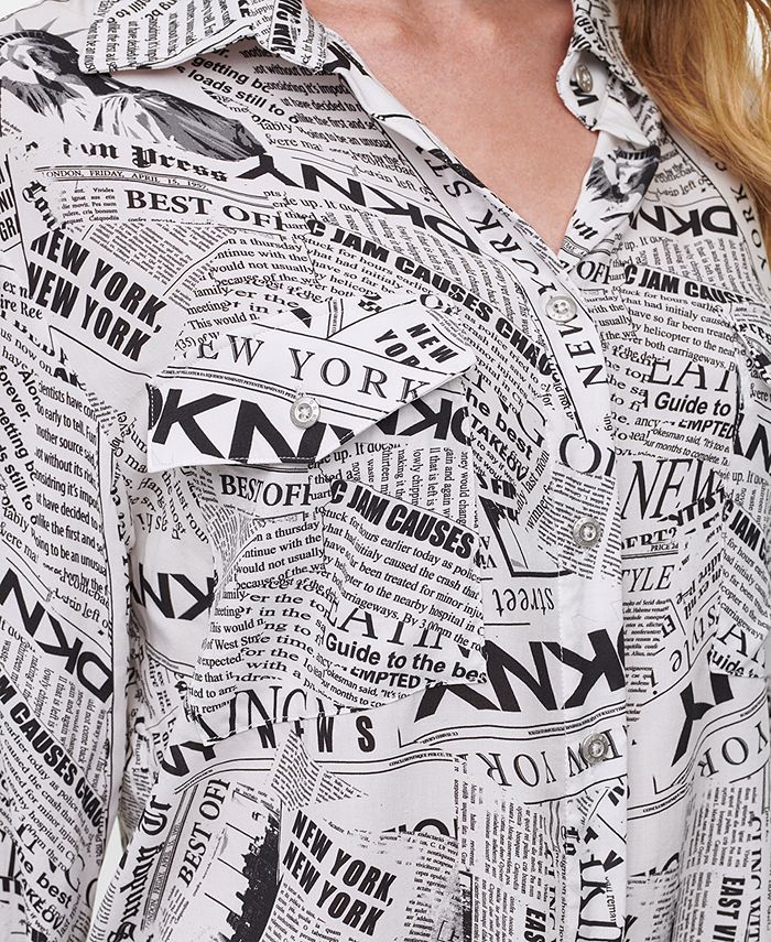 DKNY Jeans NewspaperPrint Blouse Macy's