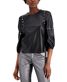 Studded Faux-Leather Top, Created for Macy's