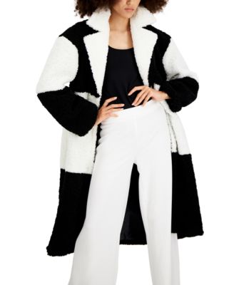 INC International Concepts - Long Checkered Fuzzy Coat