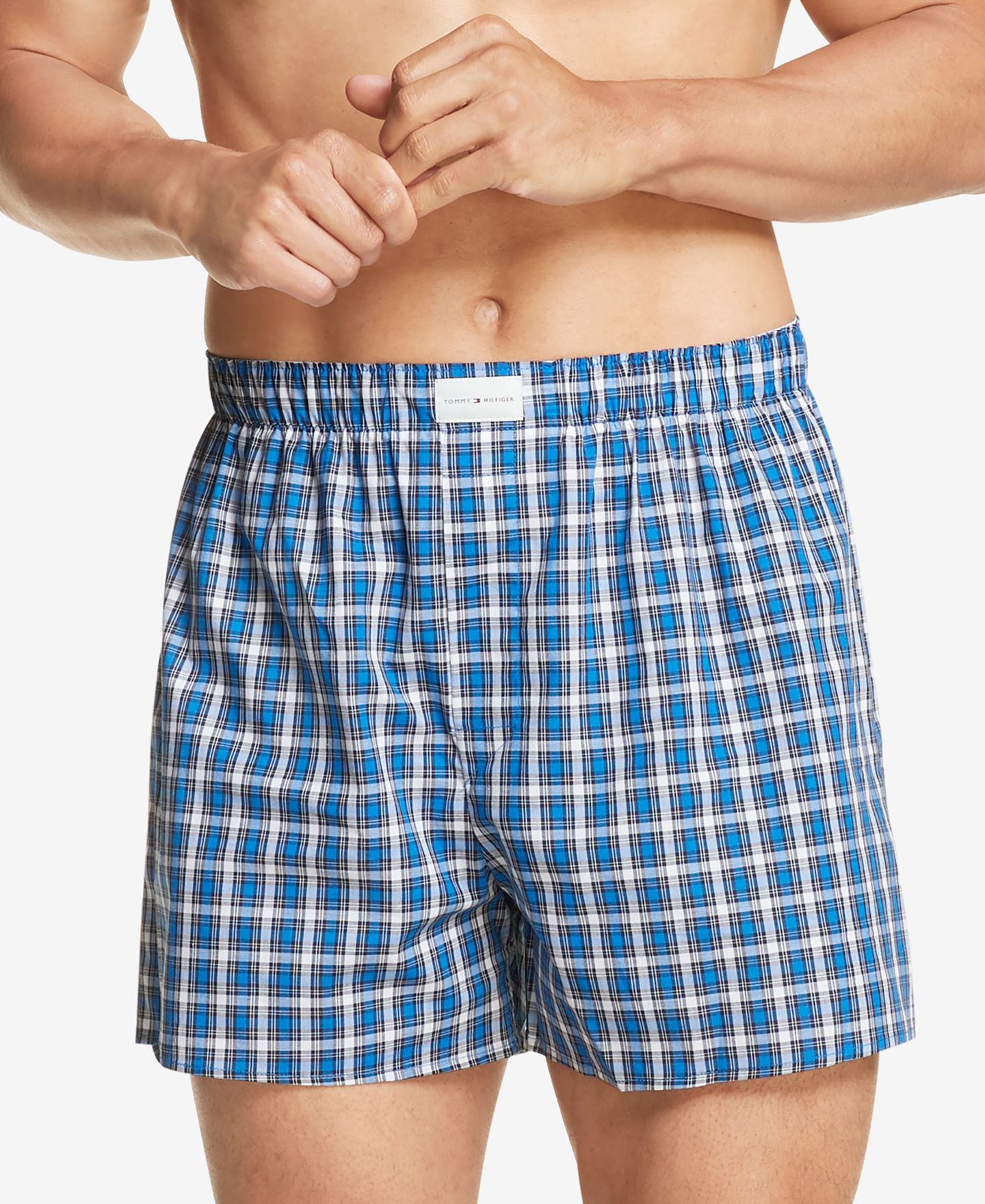 Трусы-боксеры Poplin для мужчин, хлопок, 3 шт. — Tommy Hilfiger, цвет: Синий — фото 2