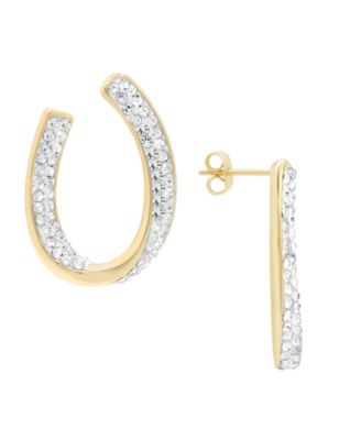 Crystal Curved Post Earring, Gold Plate and Silver Plate - Gold-Tone