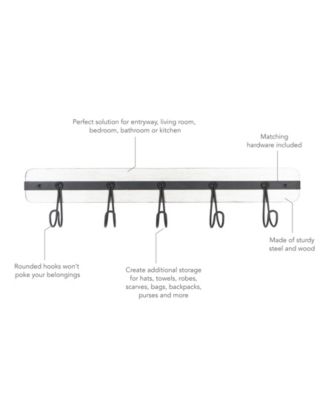 Rowan Wall Mount 5-Hook Wood Entryway Storage and Organization Rack