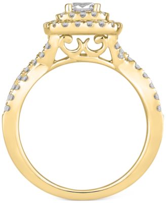 Princess-Cut Diamond Twist Halo Engagement Ring (1 ct. t.w.) in 14k Gold