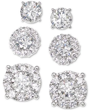 Macy's - Diamond Cluster Stud Earrings (1 ct. t.w.) in 14k White Gold