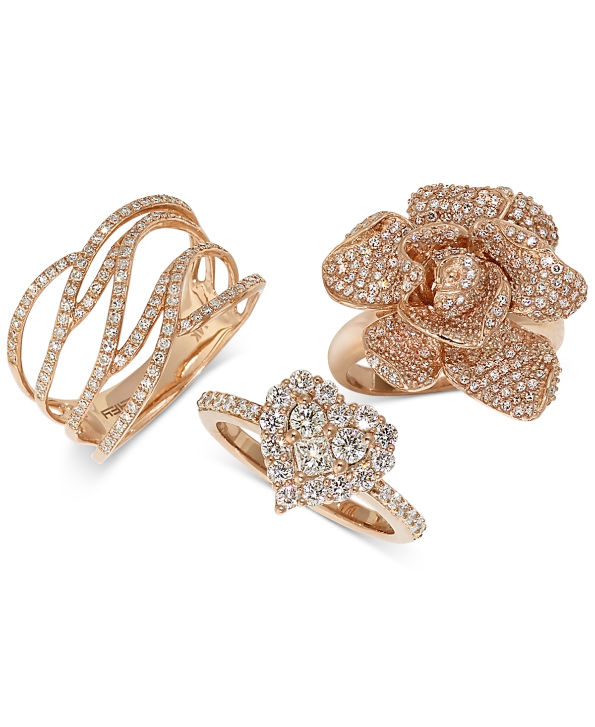 Pave Rose by Effy Diamond Ring (3/8 ct. t.w.) in 14k Yellow Gold (Also available & White Gold) - Rose Gold