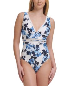 Mesh-Inset Floral-Print One-Piece Swimsuit