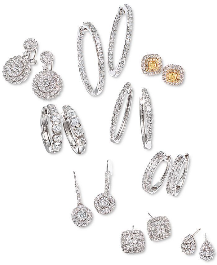Macy's Diamond Hoop Earrings (1 ct. t.w.) in 14k Gold, Rose Gold, or White Gold & Reviews