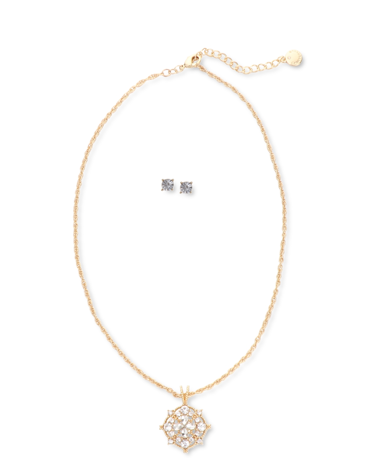 Charter Club Gold-Tone Crystal Filigree Pendant Necklace & Stud Earrings Set, Created for Macy's