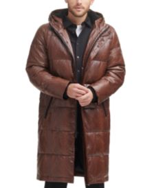 Men's Faux Leather Extra Long Parka Coat