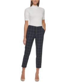 Windowpane-Print Capri Pants