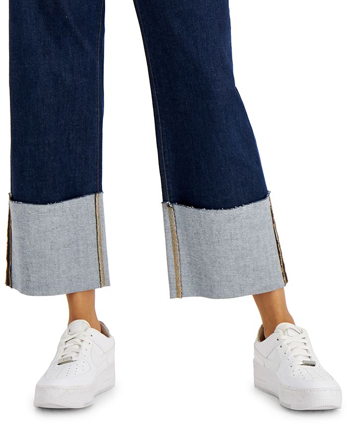 INC International Concepts Women's WideCuff StraightLeg Jeans