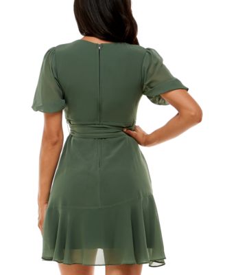 Juniors' Puff-Sleeve A-Line Dress