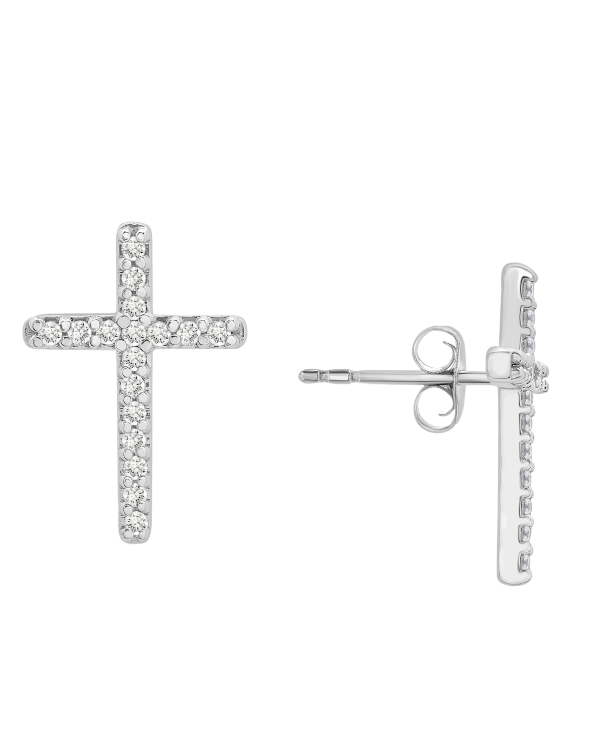 Diamond Cross Stud Earrings (1/10 ct. t.w.) in 14k Gold or 14k white gold, Created for Macy's - White Gold
