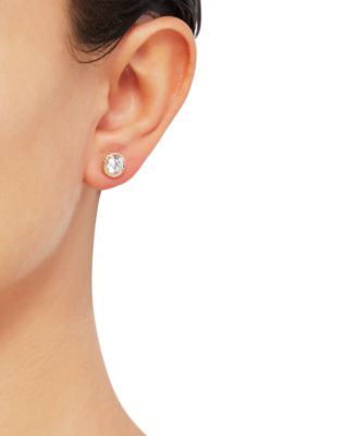 Cubic Zirconia (6mm) Circle Stud Earrings in 10k Gold