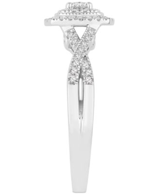 Diamond Cushion Halo Twist Bridal Set (5/8 ct. t.w.) in 14k White Gold