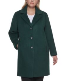 Plus Size Faux-Leather-Trim Walker Coat, Created for Macy's