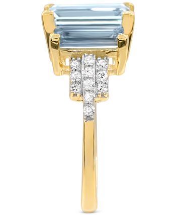 Macy's - Aquamarine (3 ct. t.w) Diamond (1/2 ct. t.w.) Ring in 14K Yellow Gold