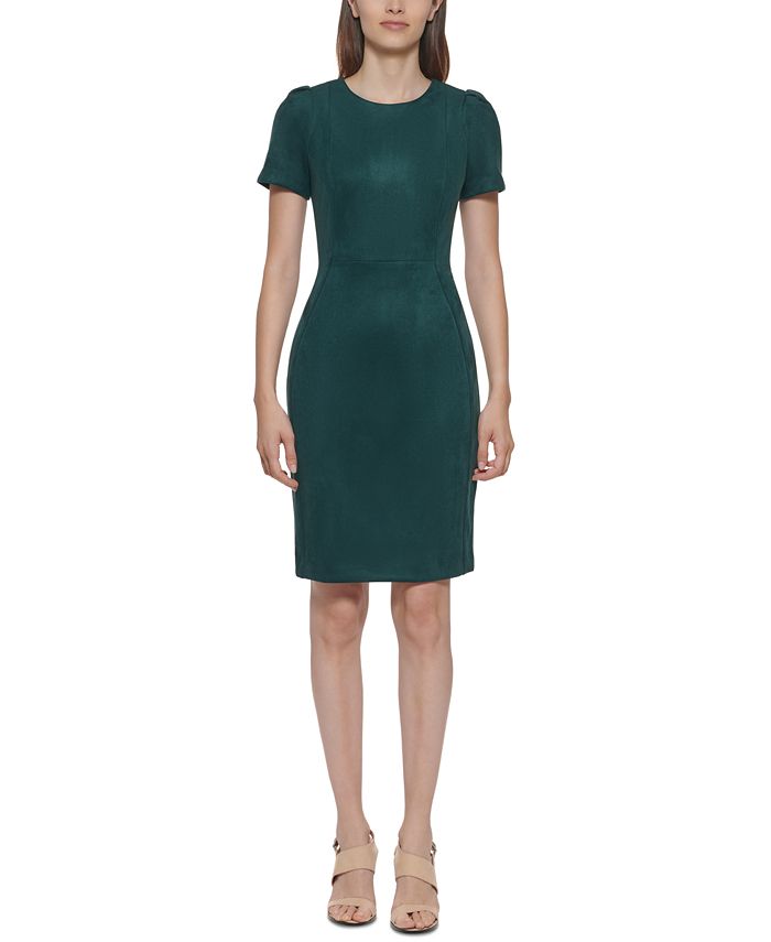 Calvin Klein Faux-Suede Sheath Dress & Reviews - Dresses - Women - Macy's