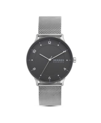 Skagen - Mens Riis Three-Hand Silver-Tone Steel Mesh Watch, 40mm SKW6664