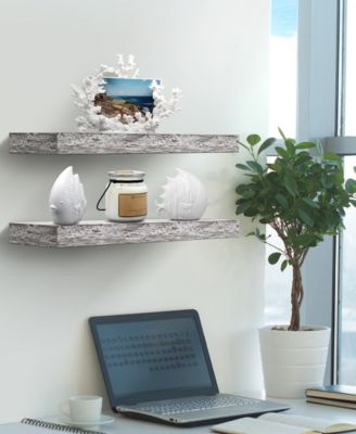 2 Pack 16 Inch Rectangle Wall Mounted Floating Shelves - for Home Decor to Display Trophies, Books, Frames, and more
