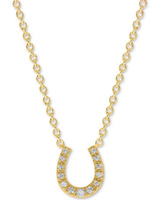Macy's - Diamond Pav&eacute; Horseshoe Disc Pendant Necklace (1/10 ct. t.w.)
