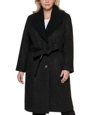 dkny belted wrap coat