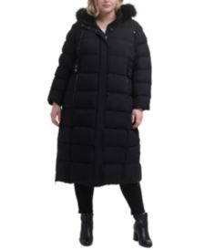 Plus Size Faux-Fur Trim Hooded Maxi Puffer Coat