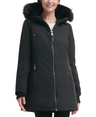 dkny fur trimmed hooded parka