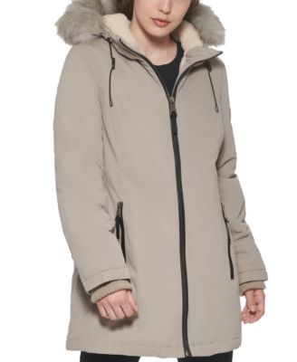 dkny fur trimmed hooded parka