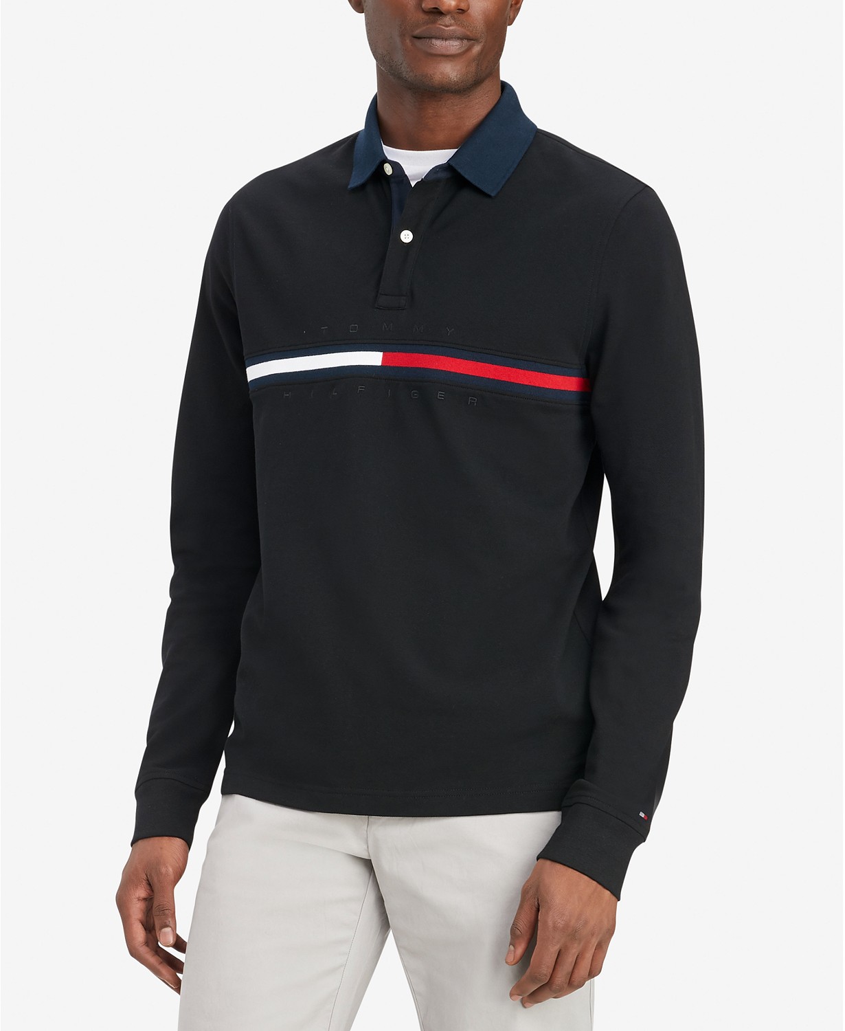 Mens Big and Tall Tanner Long Sleeve Custom-Fit Polo Shirt