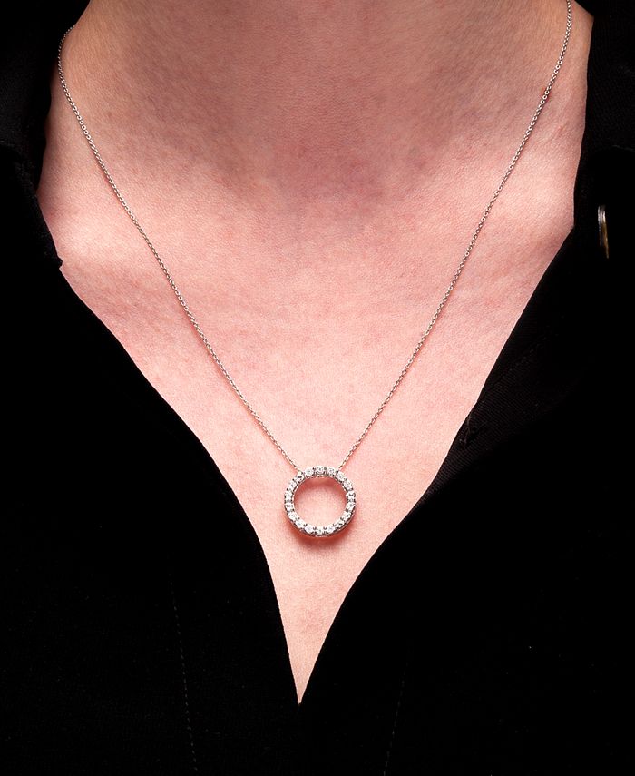 Macy's Diamond Circle 18" Pendant Necklace (1/10 ct. t.w.) in Sterling Silver Macy's