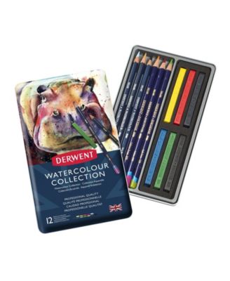 Derwent Watercolor Pencil Collection Tin Set, 12 Pieces