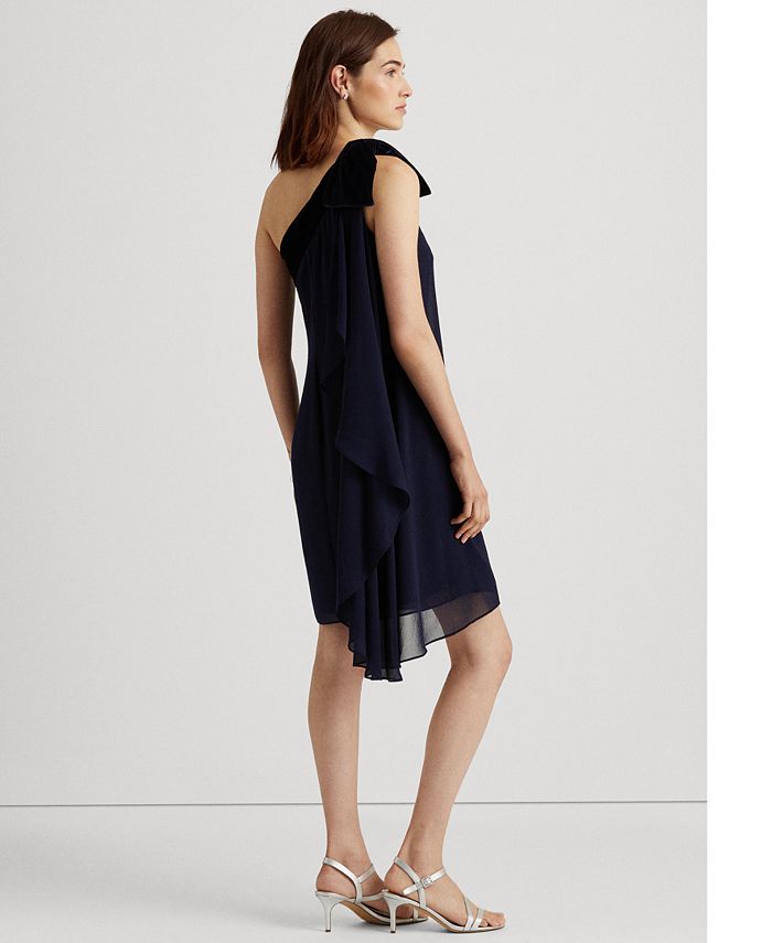 Lauren Ralph Lauren Velvet Neckband One-Shoulder Dress - Macy's