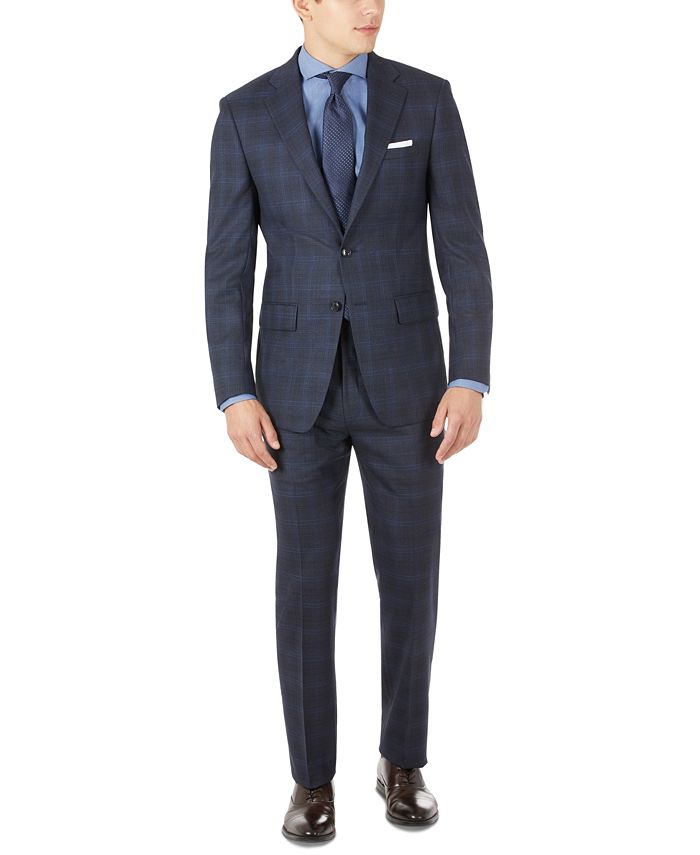 Calvin Klein Men's Infinite Stretch Navy Windowpane Wool Suit Separates &  Reviews - Suits & Tuxedos - Men - Macy's