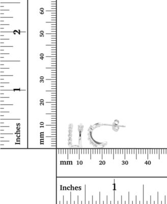 Cubic Zirconia Cuff Hoop Earrings in Sterling Silver