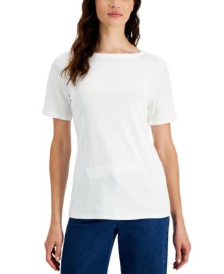 Charter Club Women's Cotton Boat-Neck Top, Created for Macy's Macy's