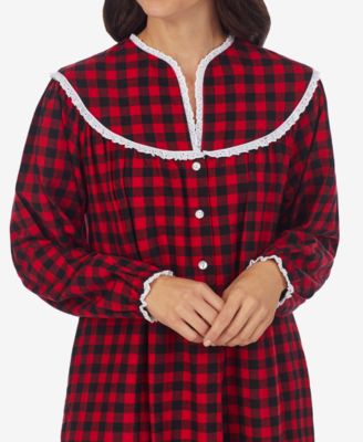 Cotton Lace-Trim Flannel Nightgown