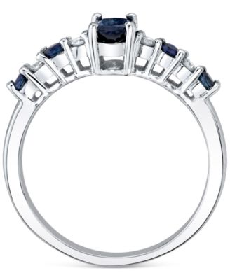 Macy's Sapphire (7/8 ct. t.w.) & Diamond (1/20 ct. t.w.) Ring in 10k White Gold