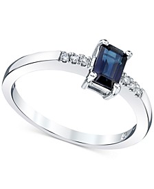 Sapphire (5/8 ct. t.w.) & Diamond (1/20 ct. t.w.) Ring in 14k White Gold