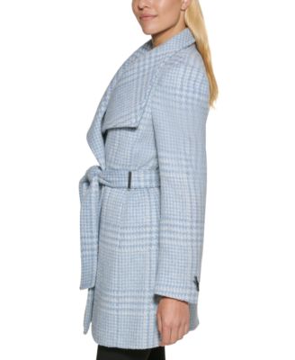 calvin klein petite asymmetrical belted wrap coat