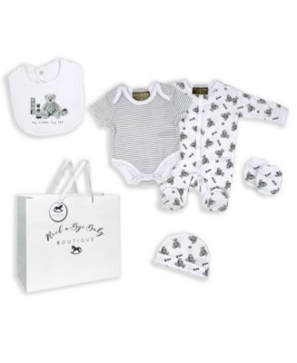 3 Stories Trading Company Baby Unisex 5-Pc. Baby Clothing Set | Gray | Regular Newborn-3 Months | Clothing Sets Layette Sets