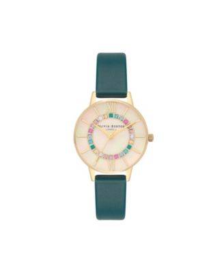 Olivia Burton Women s Wonderland Teal Leather Strap Watch 30mm Macy s