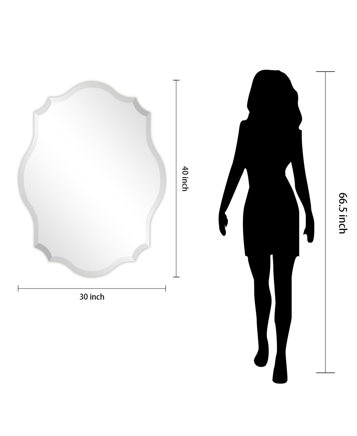Empire Art Direct Frameless Beveled Oblong Scalloped Wall Mirror, 0.39