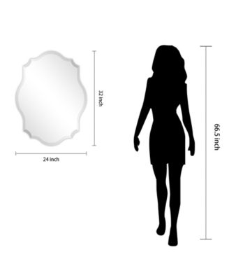 Frameless Beveled Oblong Scalloped Wall Mirror, 32" x 24" x 0.39"