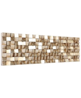 'Textured 2' Metallic Handed Painted Rugged Wooden Blocks Wall Sculpture - 72" x 22"