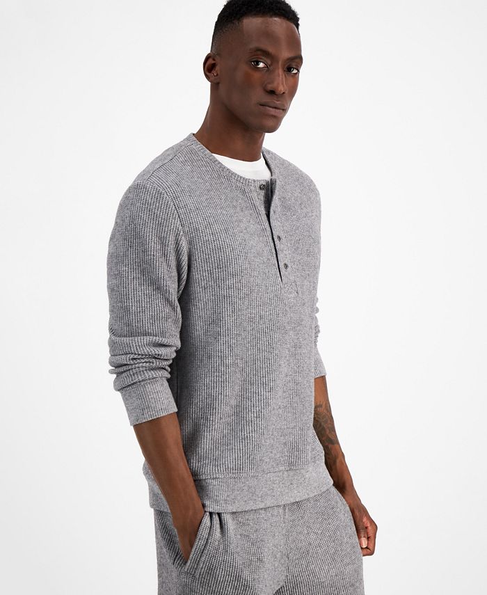 Waffle knit henley discount hoodie