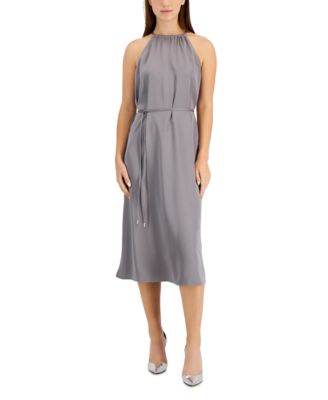 high neck halter midi dress