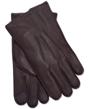 Shop Polo Ralph Lauren Men's Water-repellant Leather Gloves In Buck