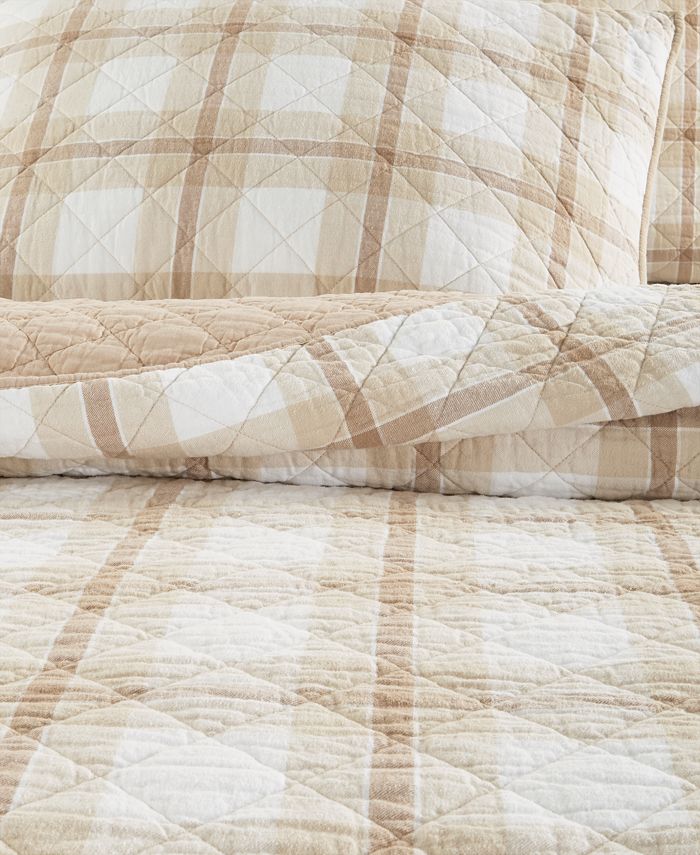 Martha Stewart Collection Tan Plaid Quilt, Full/Queen, Created For Macy